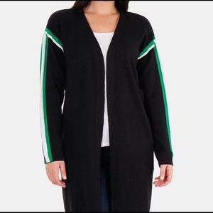 NY Collection Racing Stripe Black Duster Sweater